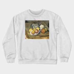 Straw-Trimmed Vase, Sugar Bowl and Apples by Paul Cezanne Crewneck Sweatshirt